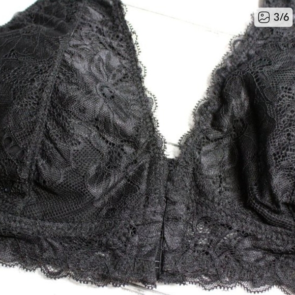 Rene Rofe Women's Black Lace Bra Size M Padded Wire Free Front Hook - Picture 4 of 4